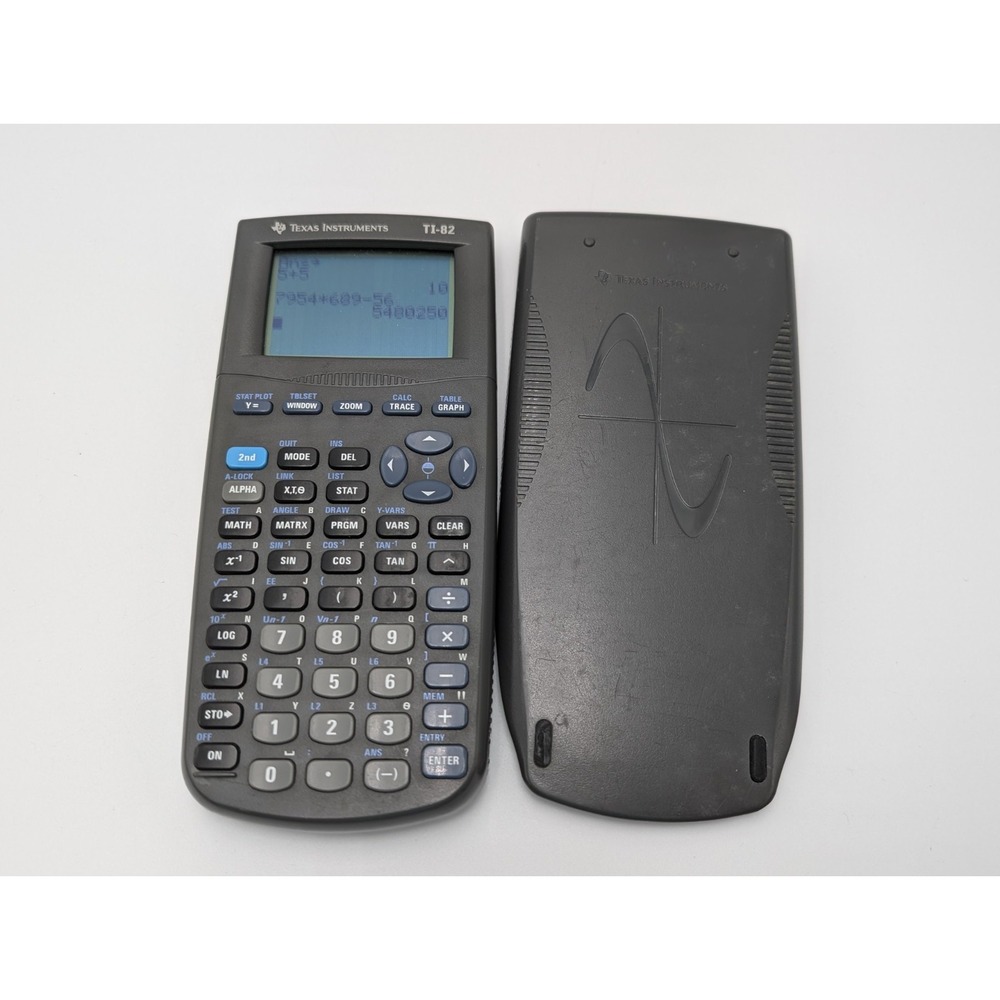 Texas Instrument TI 82 Graphing Calculator W Cover Tested Math Y2K School